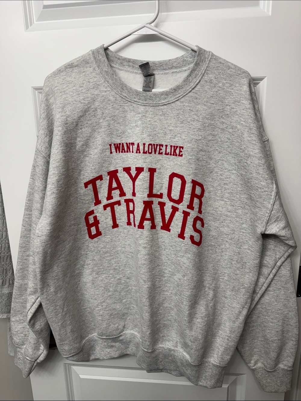 Gray Crewneck Sweatshirt with Red Script